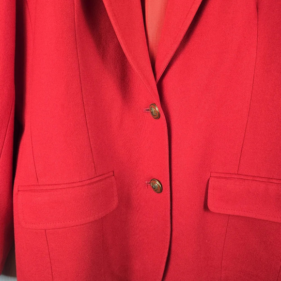 Pendleton Vintage 100% Virgin Wool Red Blazer Gold Buttons Office Classic Size14 - Picture 4 of 10